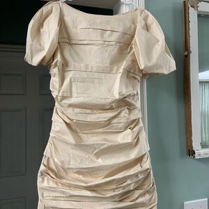 Elegant Cream Puff Sleeve Dress